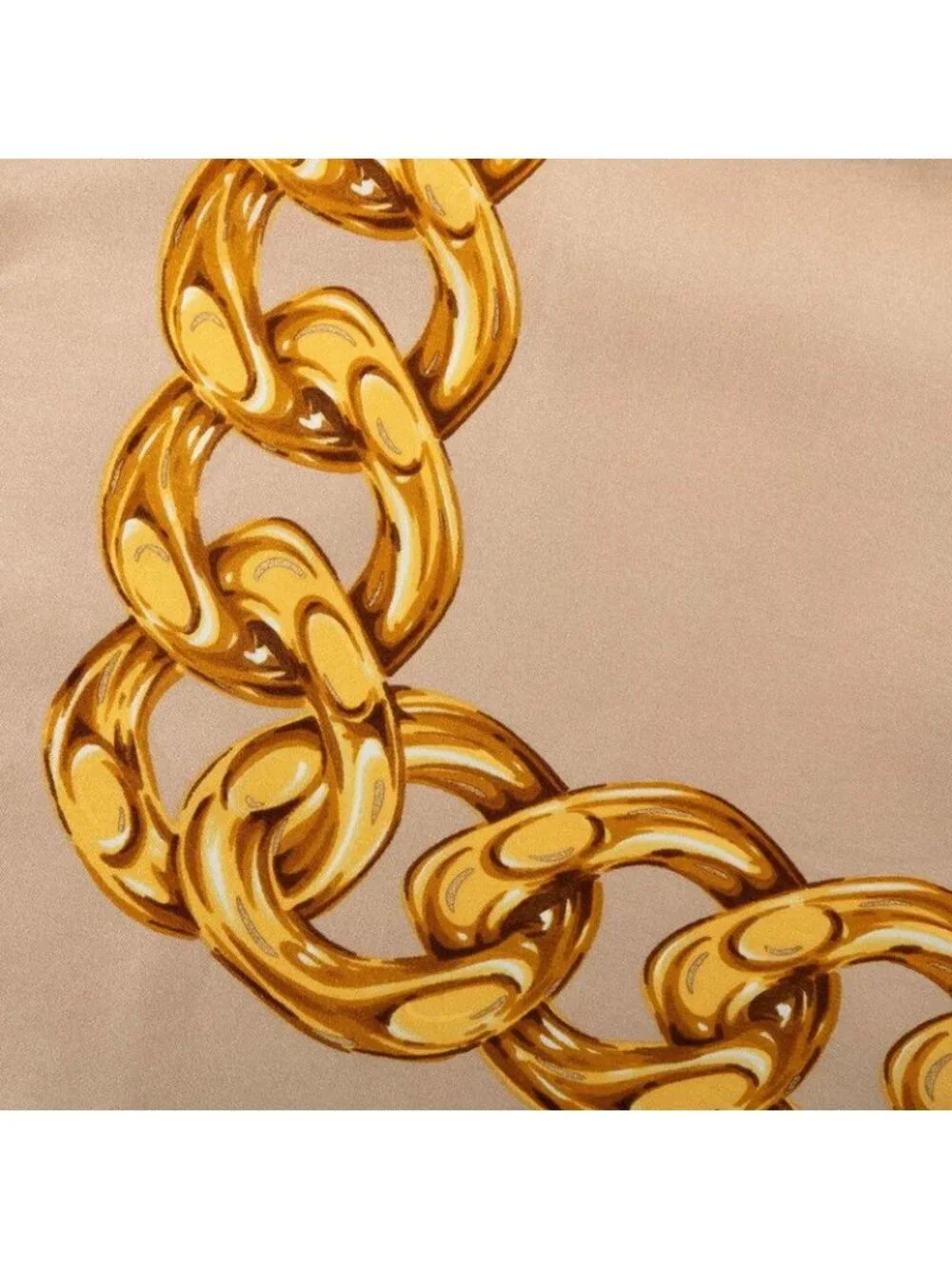 Chanel CC Logo Floral Chain Scarf Large Beige Multicolor Silk